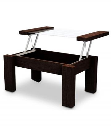 MESA LIVING DOPPIA 7156 WENGUE TAPA DE VIDRIO