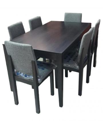 JUEGO DE COMEDOR MICEL 160X90 WENGUE + 6 SILLAS