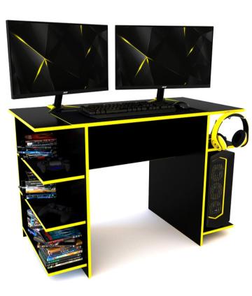 ESCRITORIO GAMER DGA01NEA 1.20M 4E.NEGRO AMARILLO