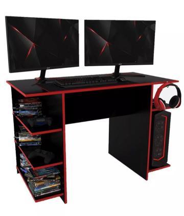 ESCRITORIO GAMER DGA01NER 1.20M 4E.NEGRO ROJO
