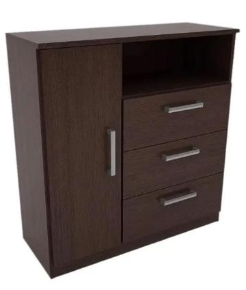 COMODA 3 CAJONES 1 PUERTA WENGUE 91 PREMIUN